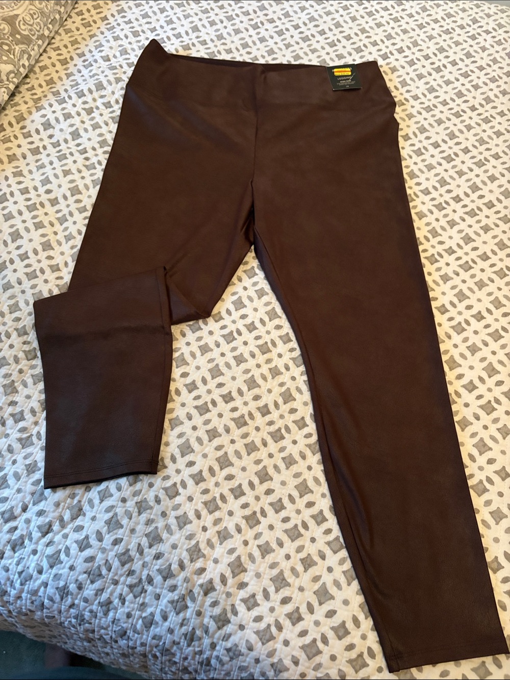 Simply Vera Vera Wang Brown Faux-Leather Leggings